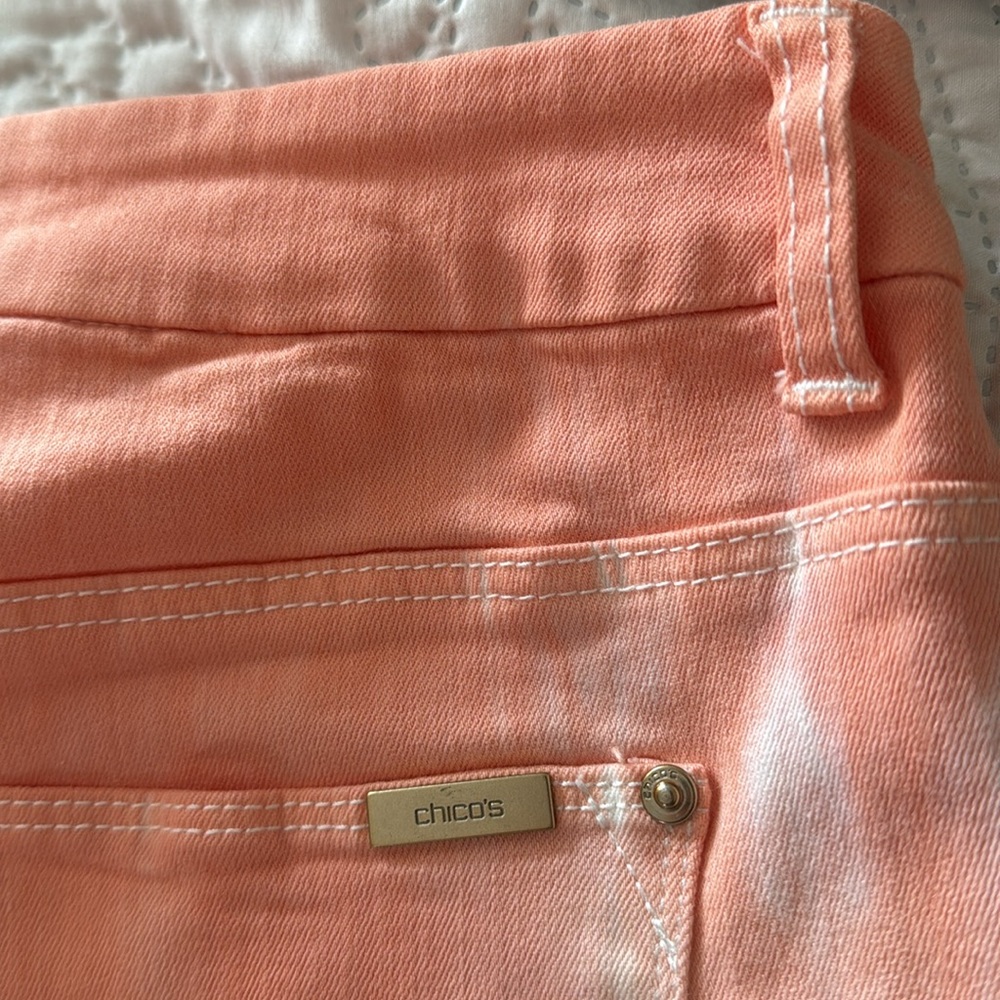 NEW Chico's Orange Tie Dye Ankle Denim Jeans Size 1.5 - Picture 5 of 5
